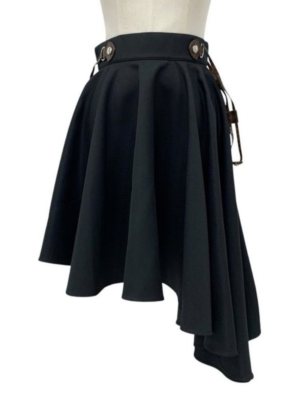 Louis Vuitton Bottoms Black Silver Brown Monogram Middle Skirt